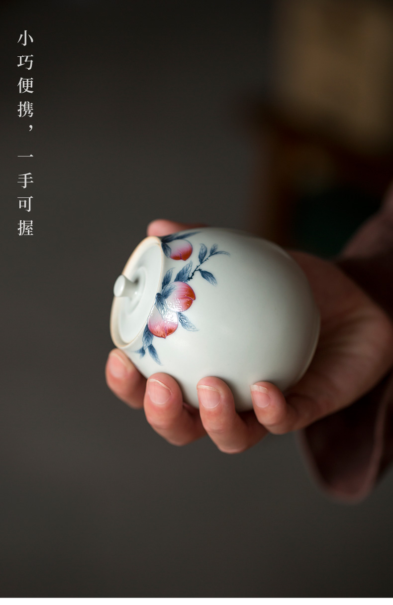 Tang s antique peach storehouse ceramics caddy fixings tea box sealing travel home mini portable tea packaging