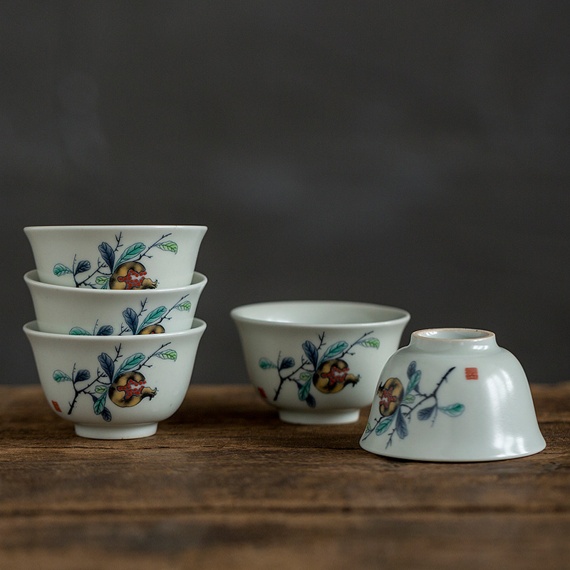 Tang s single archaize pomegranate tea cup checking ceramic cups domestic tea tea taking master cup kung fu tea set
