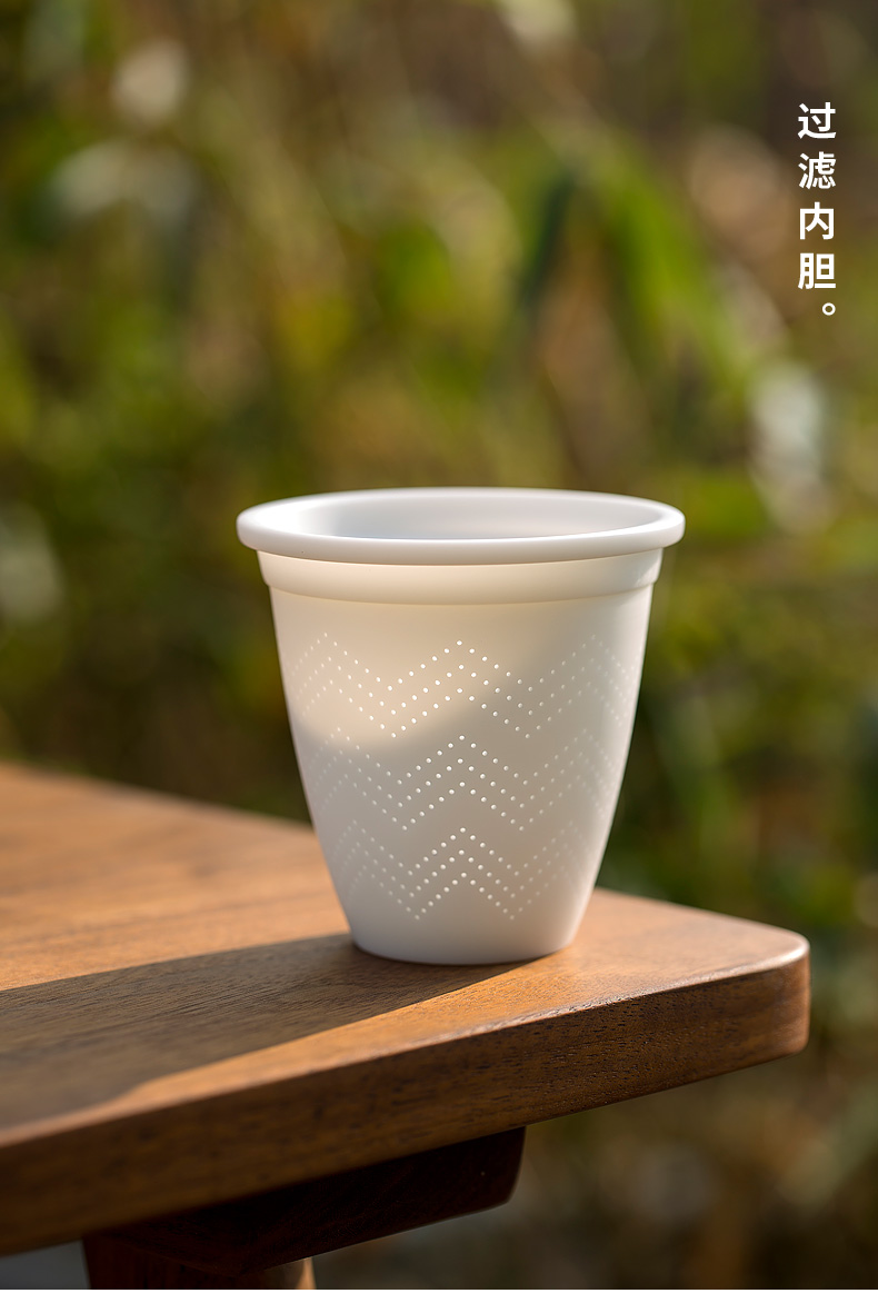 Tang's white porcelain crack cup cup ceramic glass vehicle travel is suing the home portable bag tea set