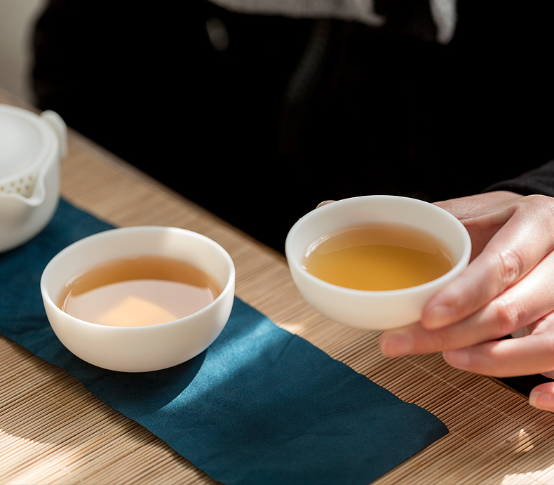 Don difference up dehua white porcelain a pot of 2 cup crack cup portable package travel tea set teapot kung fu tea cups
