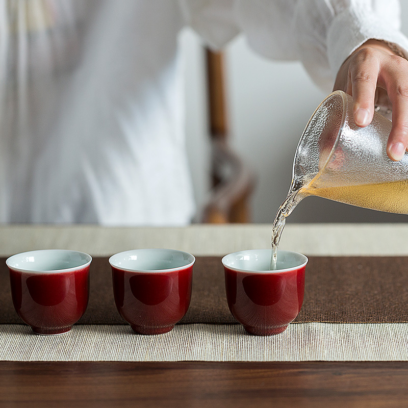 Don difference up ruby red glaze kung fu tea cups ceramic checking tea set small host household personal tea cup single cup of tea