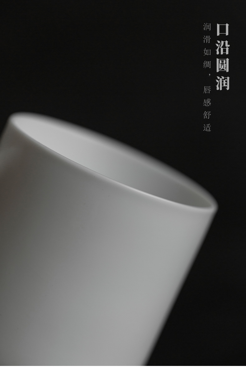 Don difference up Chinese bamboo dehua white porcelain ceramic keller cup with cover of water cup with the personal office tea cups