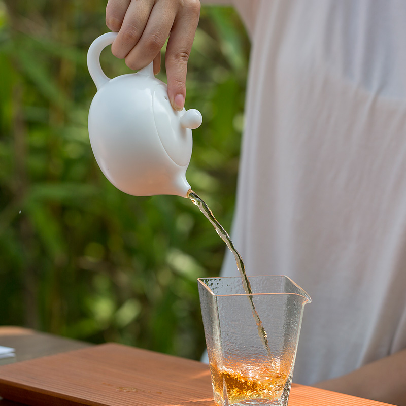 Don difference up suet jade white porcelain beauty ball pot of single pot hole filter household manual kung fu tea pot office gift