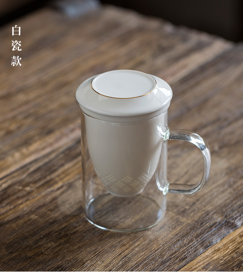 Tang s heat - resistant glass ceramic cups bladder mark cup with cover household glass filter glass office