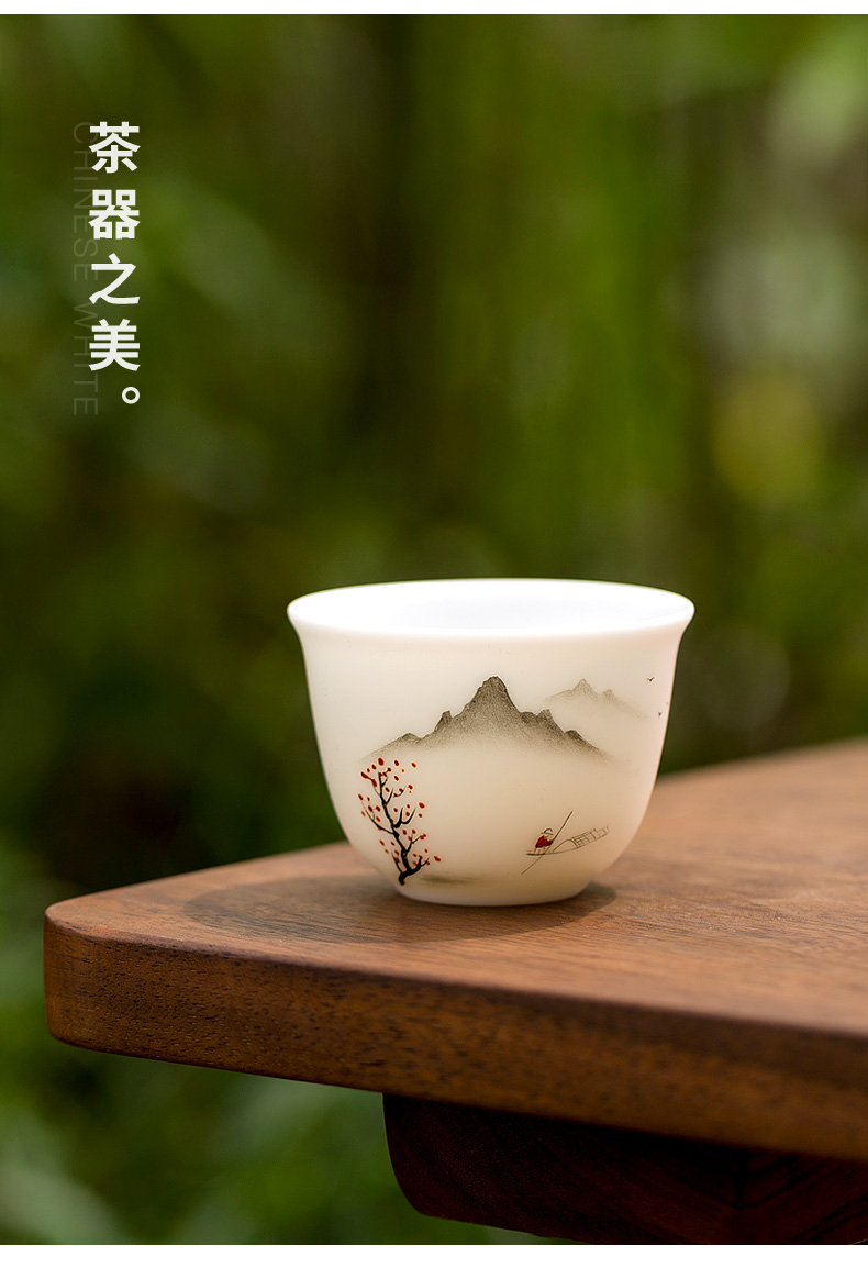 Tang s hand - made ceramic masters cup single cup "women 's singles a kung fu male sample tea cup household dehua white porcelain cups