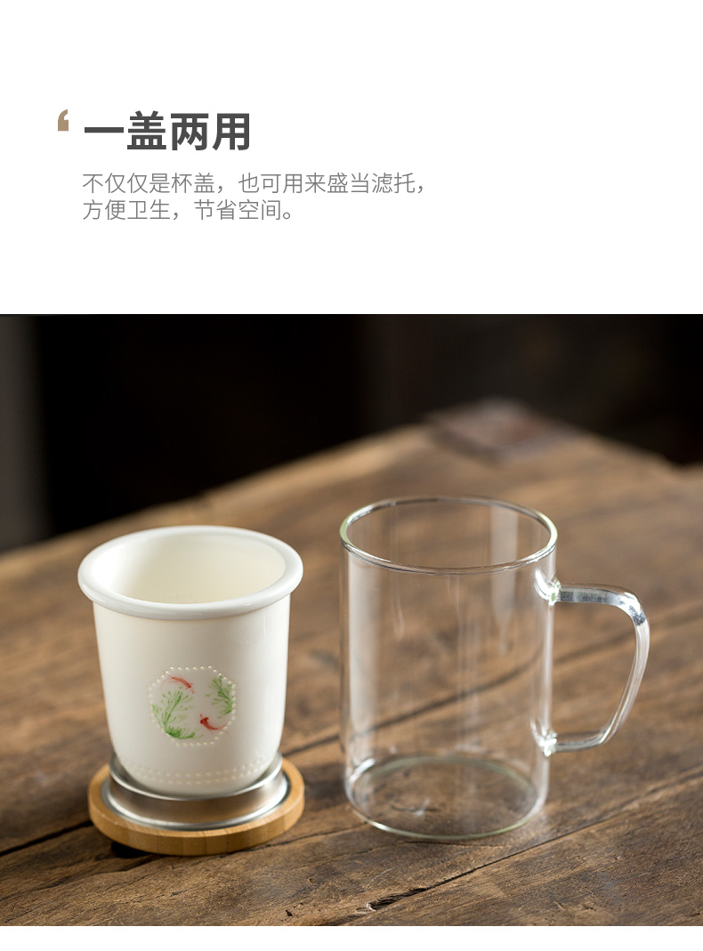 Tang s hand - made of ceramic filter heat - resistant glass tea cup mark cup with cover office men and women spend cup cup water