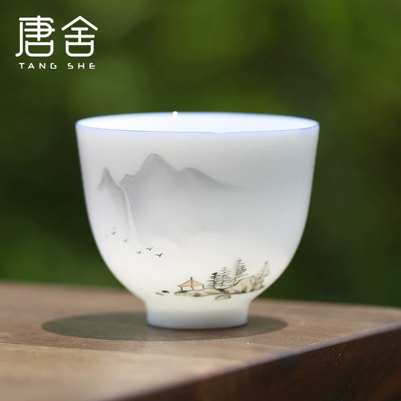 Tang She Sweet White Glaze Tyre Hand Hand White White Tea Tea Cup Bộ trà Đức Đức Handmade Handmade Kung Fu Master Cup Cảnh đơn Cup - Trà sứ