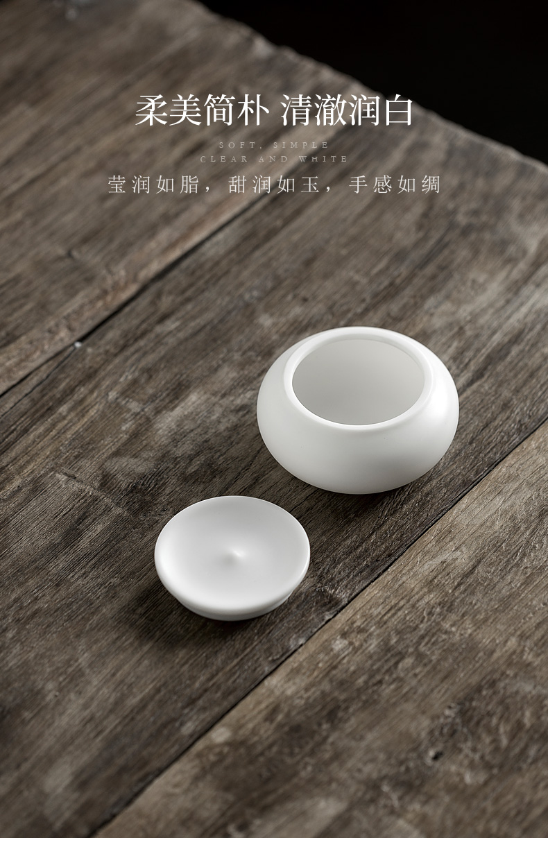 Don difference up dehua white porcelain tea pot ceramic seal creative small POTS mini storage jar tea accessories