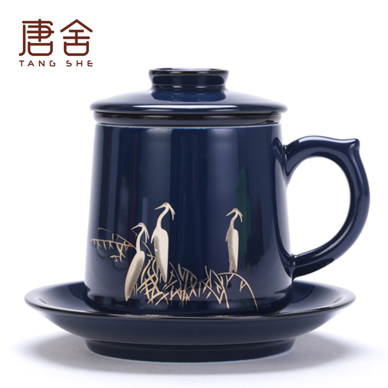 Don difference up ceramic tea cup with lid filtration separation office cup tea cup personal jingdezhen flower cup home