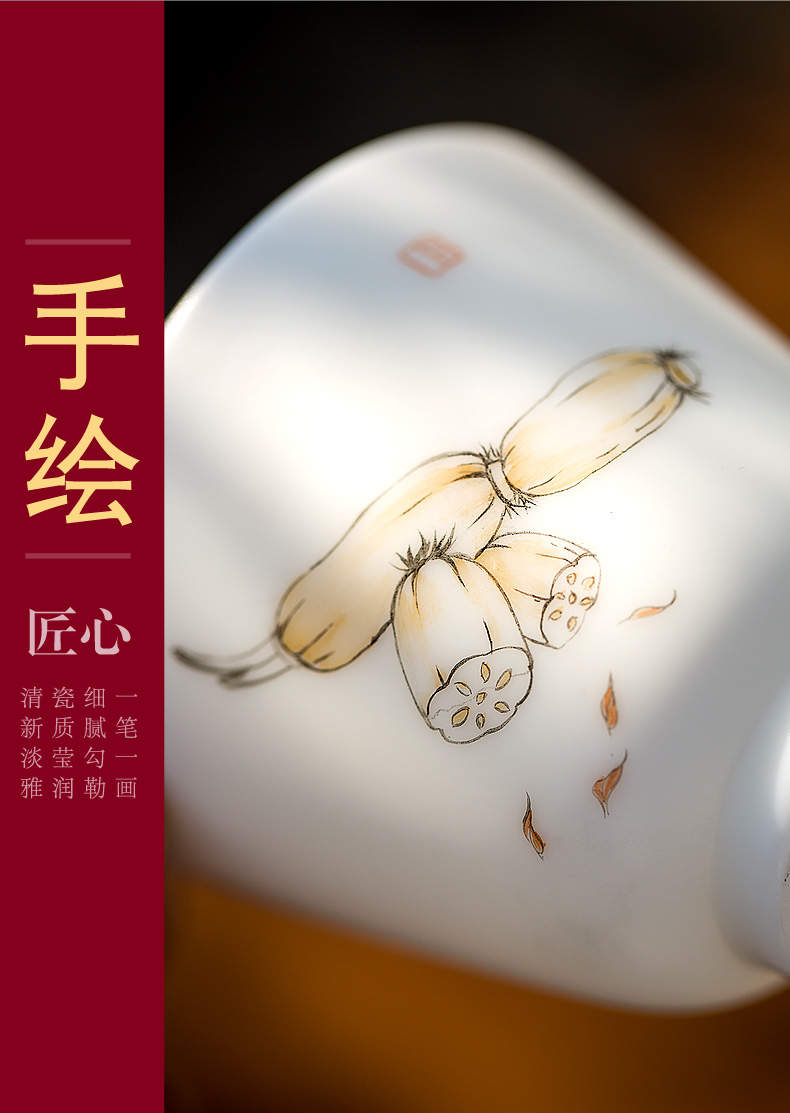 Tang dehua white porcelain cup kung fu tea cups single shed hand - made crops of ceramic sample tea cup master cup home