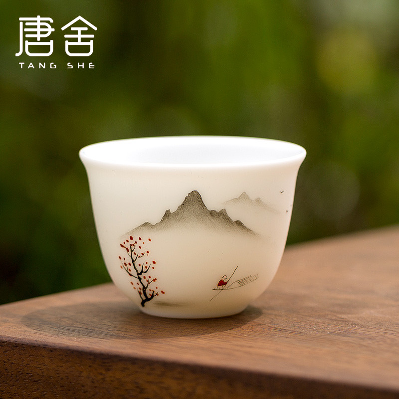 Tang s hand - made ceramic masters cup single cup "women 's singles a kung fu male sample tea cup household dehua white porcelain cups
