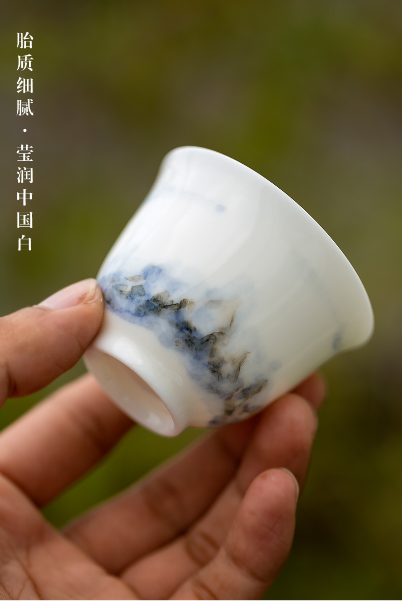 Tang s hand - made of ink painting masters cup single tea cup, kung fu tea set ceramic bowl sample tea cup white porcelain cups