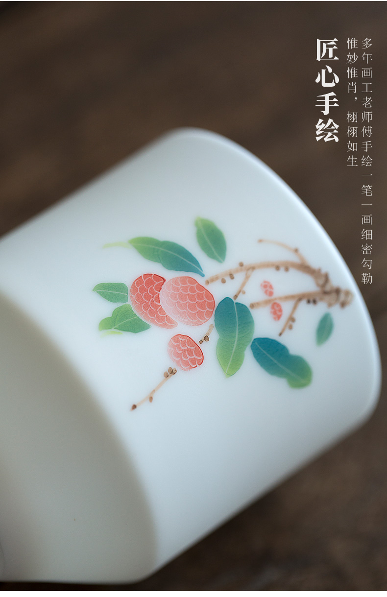 Tang s hand made white porcelain large - sized ceramic kung fu masters cup sample tea cup single straight glass cup home drinking tea