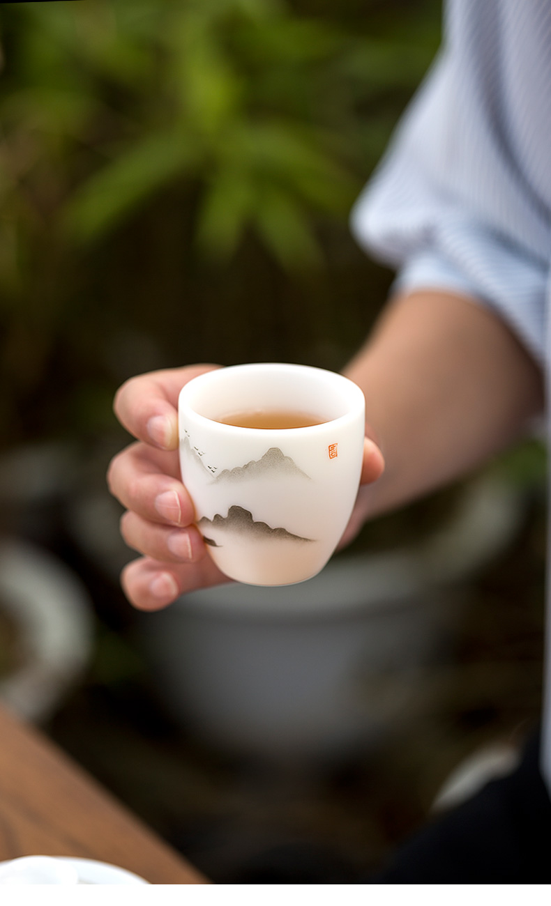 Don difference up jiangnan hand - made suet jade dehua white porcelain cup single cup of tea service master cup ceramic sample tea cup