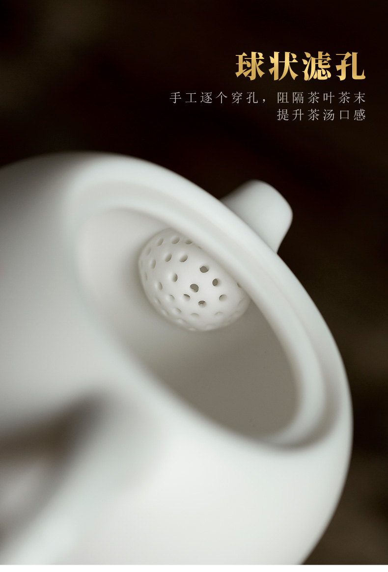 Don difference up dehua white porcelain hand - made ceramic teapot single pot of kung fu tea set household contracted filter tea by hand