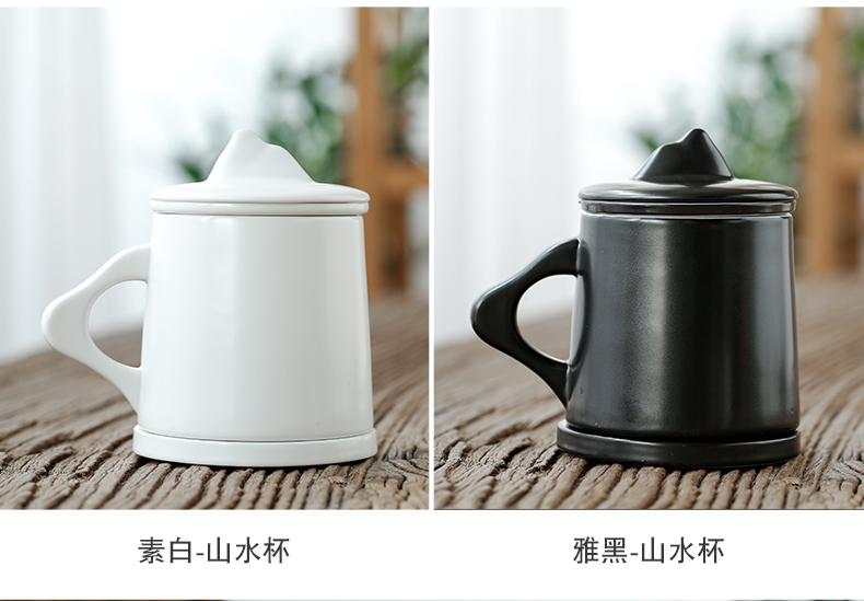 Tang s creative ceramic cups with cover filter couples cup keller office household Japanese tea cups