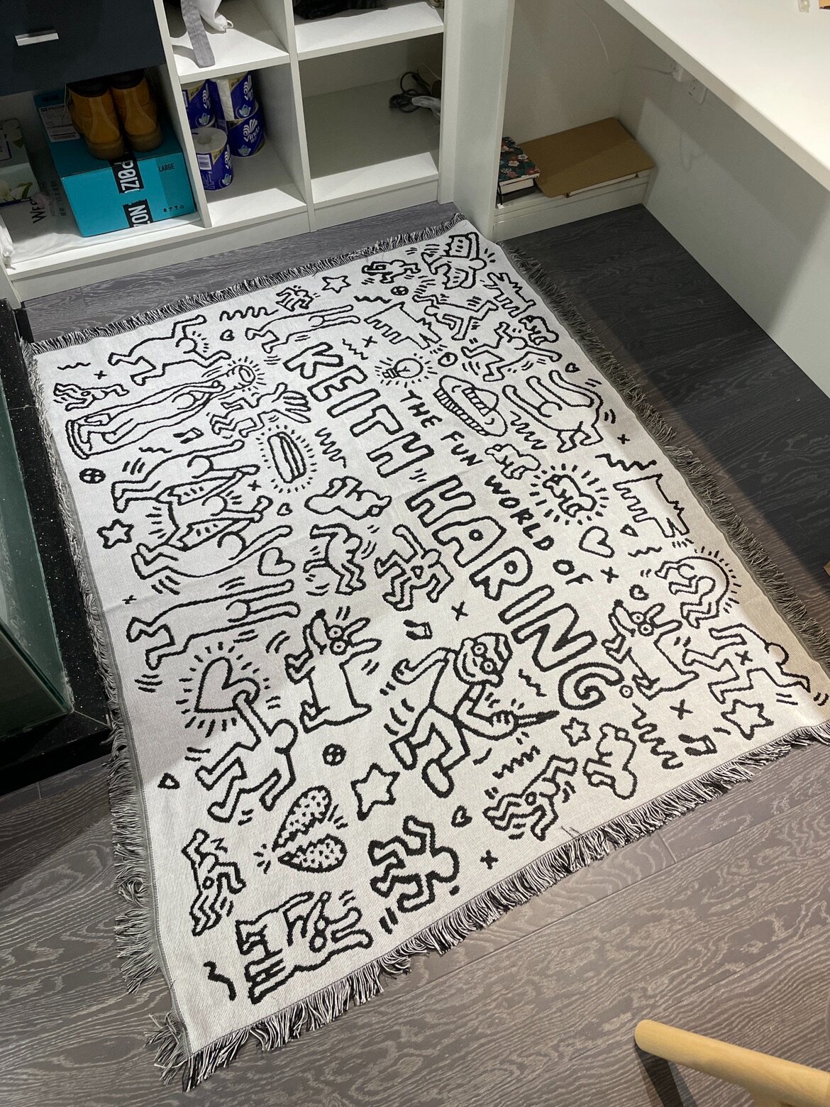 Гобелен 涂鸦大师 凯斯哈林 keith haring个性运动卡通毯沙发毯四季多用毯