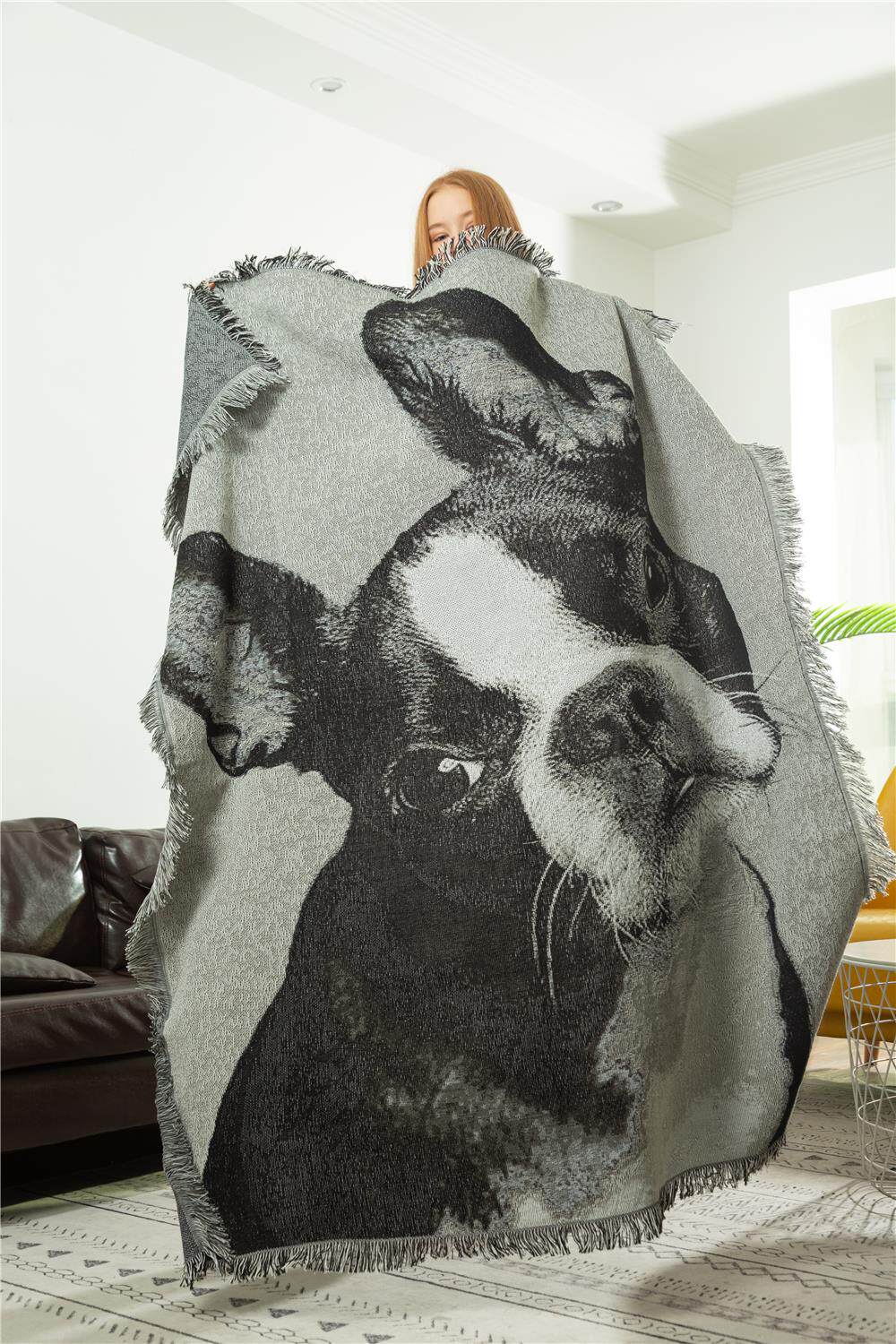 Bulldog Dog Boston Dog Moving Pet Room Carpet Personality European And European Style New Pint Casual Blanket Blanket Sofa Mat
