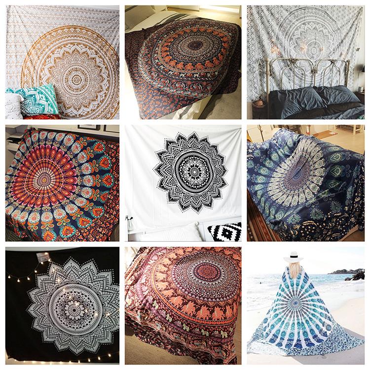 Indian Tibetan Nordic Series printed ethnic style Decorative Cloth Hanging Butotem Lotus headboard sofa Background cloth