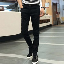 Summer thin elastic jeans men tide-branded leisure little pants long pants straight men black