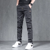 Штаны, осенние черные джинсы для отдыха, облегающий крой, по фигуре, свободный прямой крой