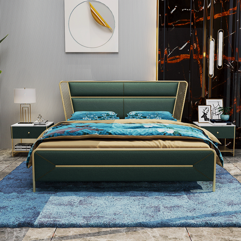 Nordic light extravagant bedroom with bed and technology bunk bed modern simplicity Joins Wind net red 1 5 m 1 8 m Iron art rack bed