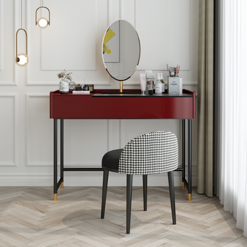 Light Extravagant Rock Board Makeup Bench Mesh Red Ins Wind Bedroom Modern Minimalist Makeup Desk Multifunction Makeup Desk Small Family Type