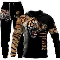 The Tiger 3D Printed Mens Sweatshirt Hoodies Set Mens Lion