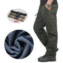 Winter Thick Fleece Cargo Pants Mens Cotton Military Tactic