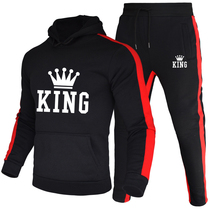 Men Tracksuit Sets Winter Print King Hoodies Pants 2 Piece S