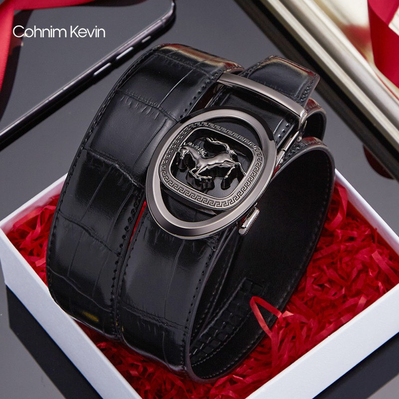 Cohnim Kevin2021 new men's belt genuine leather automatic buckle business tide youth pants with cow leather belt