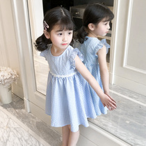 Girls dress 2021 summer new childrens foreign style princess dress girl baby plaid skirt little girl Korean version