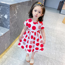 Girls dress cotton summer 2021 new childrens clothing children princess skirt foreign style short sleeve summer childrens skirt