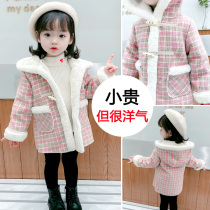 Girl fur one coat 2021 autumn and winter clothes New Baby Baby plus velvet coat childrens coat foreign atmosphere