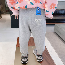 2021 spring new fashionable girl sports pants spring and autumn childrens trousers foreign-style female baby bunched feet casual pants