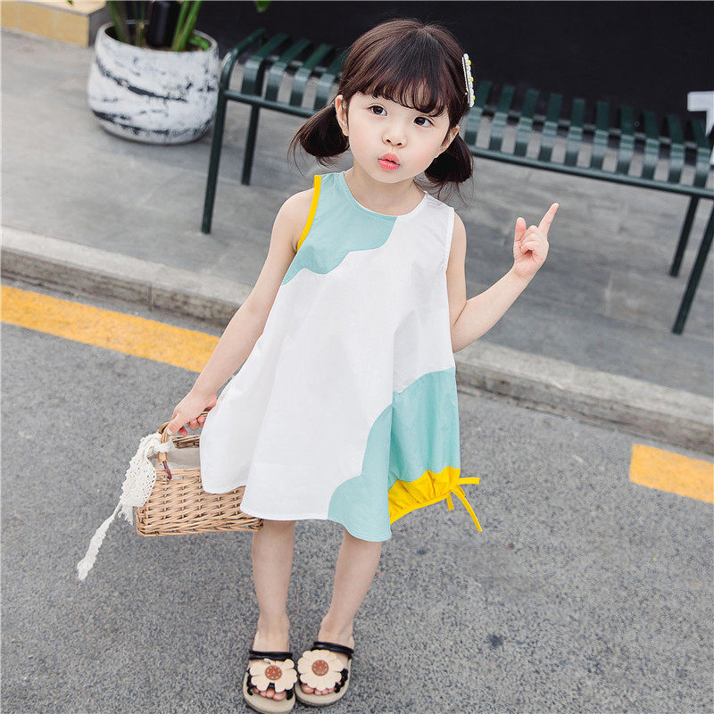 Girl Ocean Dress Summer Dress 2022 New Baby 1 Princess Dress 2-3-4-5-6-7-8 Year Old Children's Foreign Dress
