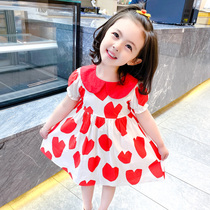 Girls summer dress 2021 summer childrens foreign style cotton dress female baby fashionable princess dress little girl skirt