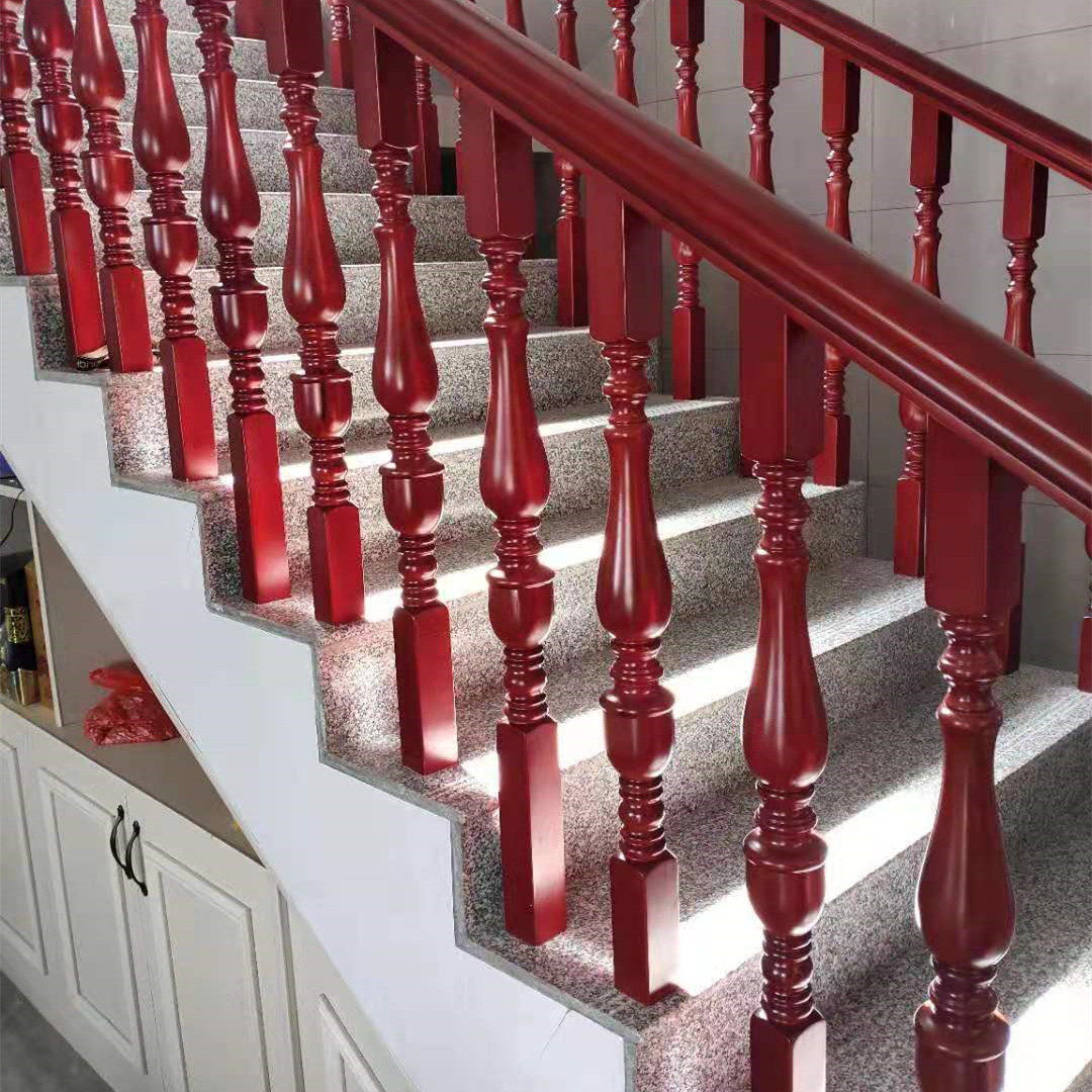 Manufacturer Direct sales solid wood Stairs Armrest column guardrails Villa Duplex Wood Fencing Rod Indoor balcony Baking Varnish
