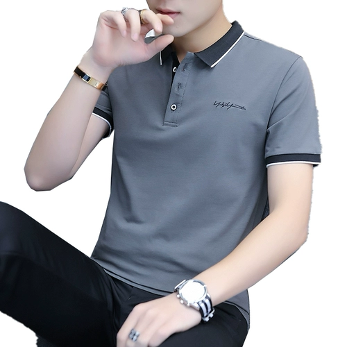 Летняя тонкая трендовая брендовая цветная футболка polo, в корейском стиле, короткий рукав