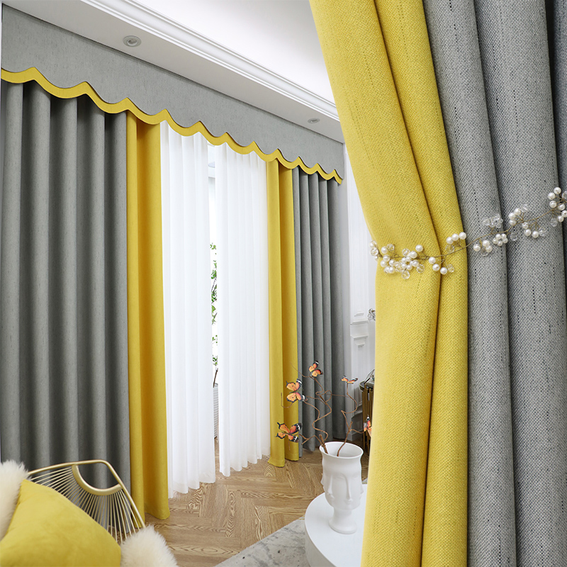 2021 New Nordic minimalist curtains shade shading linen linen windows fabric living-room bedroom light extravagant window mantle custom-made