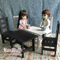 bjd dolls with furniture table and chairs suit 2 chairs 1 table black and white pink pink pink blue 4 color white vegetable price RMB24  set