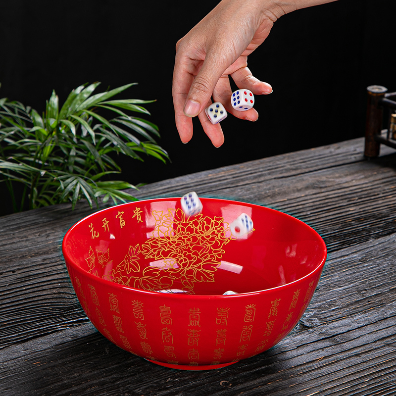 Mid-Autumn Festival Lucky Draw Bowl, Ceramic Bowl, Large Red Bowl, First Prize Bowl, Wedding, Housewarming, Opening Event, Gambling Bowl, Dice Included Mid-Autumn Festival Lucky Draw Bowl, Ceramic Bowl, Large Red Bowl, First Prize Bowl, Wedding, Housewarming, Opening Event, Gambling Bowl, Dice Included