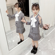 UK Next kiss girl suit 2020 new ocean gas spring autumn season plaid jacket plexu dress Two sets