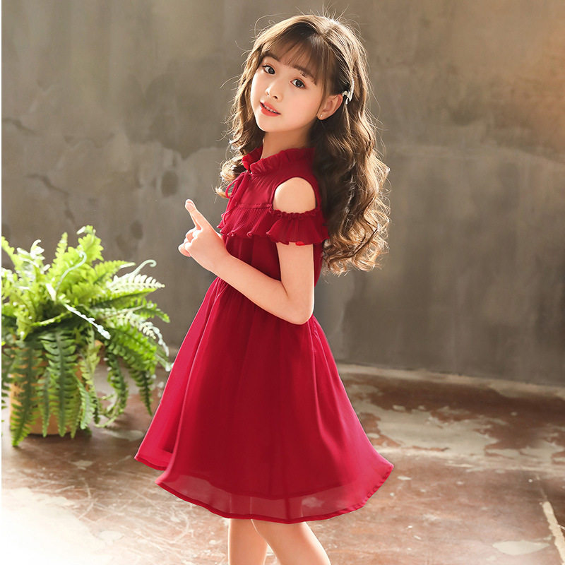 UK Next Kiss girls' foreign dress 2022 new summer dress foreign princess dress CUHK Scout red dress