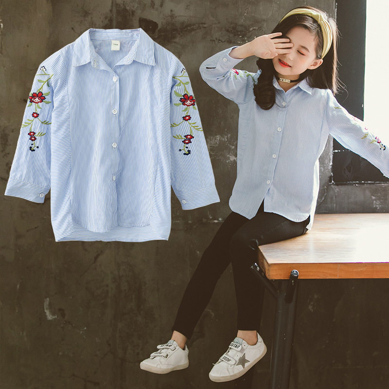 UK Next Kiss girl shirt Korean version of the trendy 2020 spring autumn style new fashion embroidered long sleeves