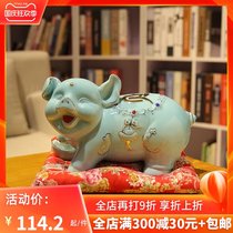 Net red piggy bank adult children Golden pig savings tank piggy bank ceramic large capacity piggy gift opening ornaments