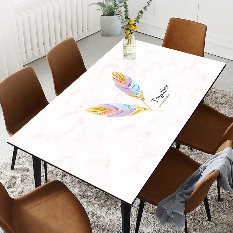 Simple European table cushion imitation marble texture tablectured cloth waterproof and oil free pvc soft glass tea table cushion table cushion