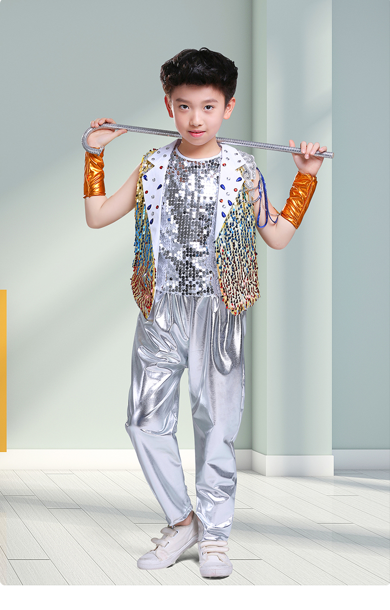 Ngày đầu năm mới của trẻ em Trang phục khiêu vũ Jazz Hip-Hop Trang phục biểu diễn trống cho nữ trang phục trẻ em sequin
