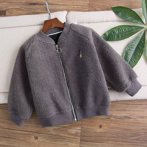 Tất nhiên, nhà 18 mùa đông Teddy cộng với nhung dày cô gái con trai đồng phục bóng chày cừu cashmere áo khoác dày áo khoác lông cho bé gái