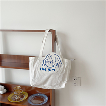 Simple ins Wind Joker portable shoulder bag canvas bag student class backpack cartoon cute shopping bag cloth bag